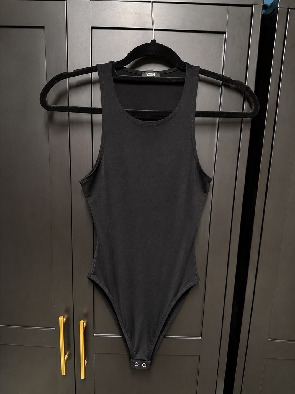 Express Black Ribbed Tank Bodysuit